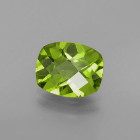 2.49캐럿 천연 생기 있는 그린 페리도트, 쿠션 컷, 9.9×8 mm, VS-SI