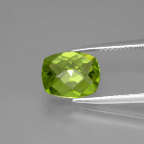 2.31캐럿 천연 생기 있는 그린 페리도트, 쿠션 컷, 9.5×7.7 mm, VS