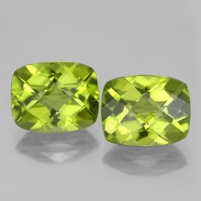 캐럿 천연 생기 있는 그린 페리도트 보석, 쿠션 컷, 10.1×8.1 mm, VS-SI