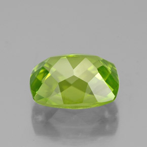 2.99캐럿 천연 생기 있는 그린 페리도트, 쿠션 컷, 9.9×8.1 mm, VS-SI