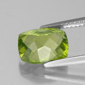2.63캐럿 천연 생기 있는 그린 페리도트, 쿠션 컷, 9.6×7.7 mm, VS