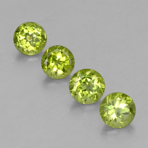 캐럿 천연 생기 있는 그린 페리도트 보석, 라운드 컷, 6.10 mm, VS-SI