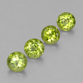 캐럿 천연 생기 있는 그린 페리도트 보석, 라운드 컷, 6.10 mm, VS-SI