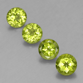 캐럿 천연 생기 있는 그린 페리도트 보석, 라운드 컷, 6.08 mm, VS