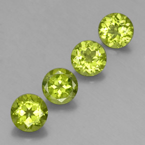 캐럿 천연 생기 있는 그린 페리도트 보석, 라운드 컷, 6.08 mm, VS