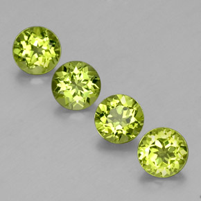 캐럿 천연 생기 있는 그린 페리도트 보석, 라운드 컷, 6.06 mm, VS