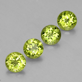 캐럿 천연 생기 있는 그린 페리도트 보석, 라운드 컷, 6.06 mm, VS