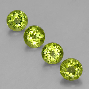 캐럿 천연 생기 있는 그린 페리도트 보석, 라운드 컷, 6.01 mm, VS