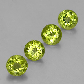 캐럿 천연 생기 있는 그린 페리도트 보석, 라운드 컷, 6.01 mm, VS