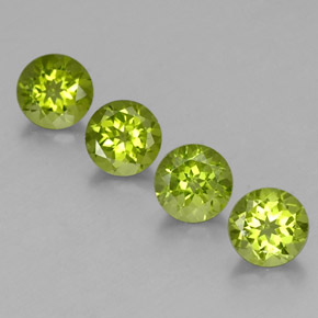 캐럿 천연 생기 있는 그린 페리도트 보석, 라운드 컷, 6.05 mm, VS
