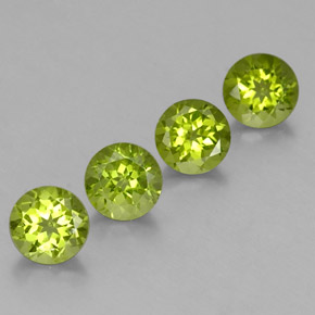 캐럿 천연 생기 있는 그린 페리도트 보석, 라운드 컷, 6.05 mm, VS