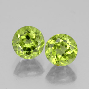 캐럿 천연 생기 있는 그린 페리도트 보석, 라운드 컷, 5.88 mm, VS-SI