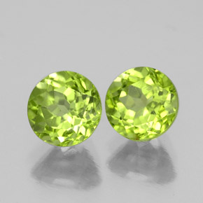 캐럿 천연 생기 있는 그린 페리도트 보석, 라운드 컷, 5.88 mm, VS-SI