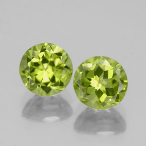 캐럿 천연 생기 있는 그린 페리도트 보석, 라운드 컷, 5.98 mm, VS-SI