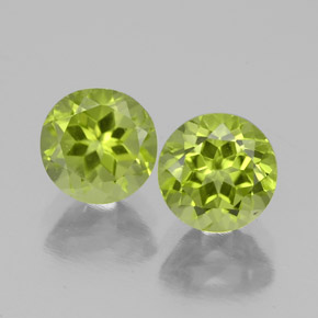 캐럿 천연 생기 있는 그린 페리도트 보석, 라운드 컷, 6.09 mm, VS