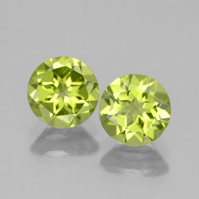 캐럿 천연 생기 있는 그린 페리도트 보석, 라운드 컷, 5.97 mm, VS