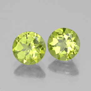 캐럿 천연 생기 있는 그린 페리도트 보석, 라운드 컷, 5.97 mm, VS