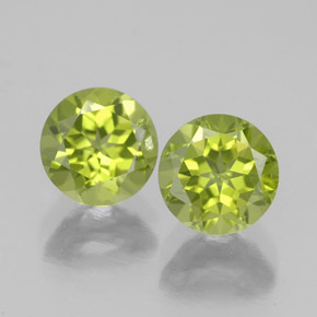 캐럿 천연 생기 있는 그린 페리도트 보석, 라운드 컷, 6.00 mm, VS-SI