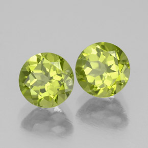 캐럿 천연 생기 있는 그린 페리도트 보석, 라운드 컷, 6.00 mm, VS-SI