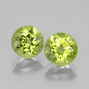 캐럿 천연 생기 있는 그린 페리도트 보석, 라운드 컷, 5.97 mm, VS