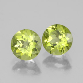 캐럿 천연 생기 있는 그린 페리도트 보석, 라운드 컷, 5.97 mm, VS