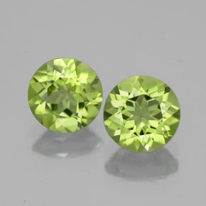 캐럿 천연 생기 있는 그린 페리도트 보석, 라운드 컷, 6.27 mm, VS-SI