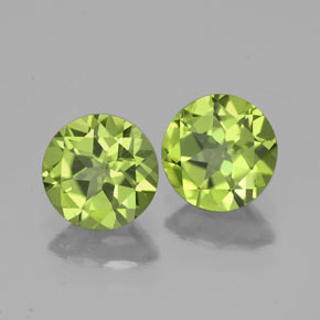 캐럿 천연 생기 있는 그린 페리도트 보석, 라운드 컷, 6.05 mm, VS