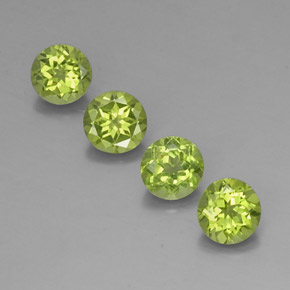 캐럿 천연 생기 있는 그린 페리도트 보석, 라운드 컷, 5.89 mm, VVS-VS