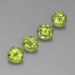 캐럿 천연 생기 있는 그린 페리도트 보석, 라운드 컷, 5.89 mm, VVS-VS