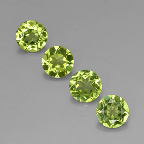 캐럿 천연 생기 있는 그린 페리도트 보석, 라운드 컷, 6.13 mm, VS