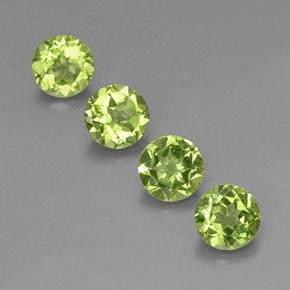 캐럿 천연 생기 있는 그린 페리도트 보석, 라운드 컷, 6.13 mm, VS