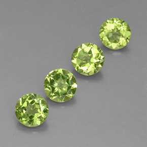 캐럿 천연 생기 있는 그린 페리도트 보석, 라운드 컷, 6.13 mm, VS