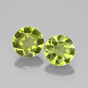캐럿 천연 생기 있는 그린 페리도트 보석, 라운드 컷, 5.99 mm, VS-SI