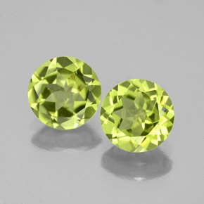 캐럿 천연 생기 있는 그린 페리도트 보석, 라운드 컷, 6.05 mm, VVS-VS