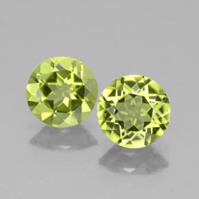 캐럿 천연 생기 있는 그린 페리도트 보석, 라운드 컷, 5.94 mm, VS