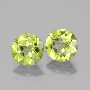 캐럿 천연 생기 있는 그린 페리도트 보석, 라운드 컷, 5.94 mm, VS
