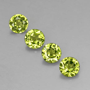 캐럿 천연 생기 있는 그린 페리도트 보석, 라운드 컷, 5.99 mm, VS