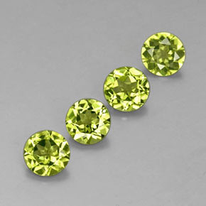 캐럿 천연 생기 있는 그린 페리도트 보석, 라운드 컷, 5.99 mm, VS