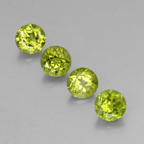 캐럿 천연 생기 있는 그린 페리도트 보석, 라운드 컷, 5.90 mm, VS