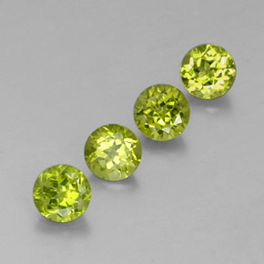 캐럿 천연 생기 있는 그린 페리도트 보석, 라운드 컷, 5.90 mm, VS