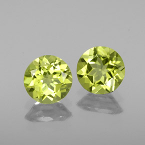 캐럿 천연 생기 있는 그린 페리도트 보석, 라운드 컷, 5.88 mm, VS