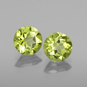 캐럿 천연 생기 있는 그린 페리도트 보석, 라운드 컷, 5.88 mm, VS