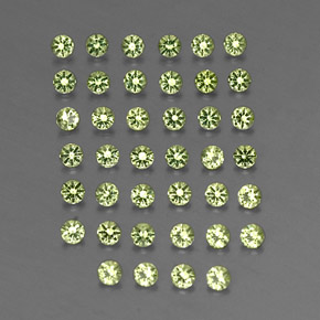 캐럿 천연 생기 있는 그린 페리도트 보석, 라운드 컷, 2.02 mm, VVS-VS