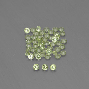 캐럿 천연 생기 있는 그린 페리도트 보석, 라운드 컷, 2.02 mm, VVS-VS