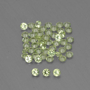 캐럿 천연 생기 있는 그린 페리도트 보석, 라운드 컷, 2.02 mm, VVS-VS