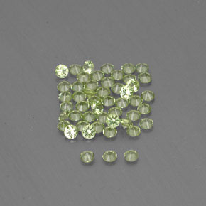 캐럿 천연 생기 있는 그린 페리도트 보석, 라운드 컷, 2.02 mm, VVS-VS