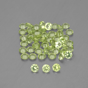 캐럿 천연 생기 있는 그린 페리도트 보석, 라운드 컷, 2.02 mm, VVS-VS