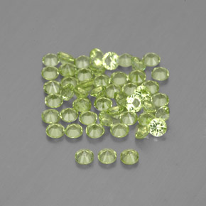 캐럿 천연 생기 있는 그린 페리도트 보석, 라운드 컷, 2.02 mm, VVS-VS