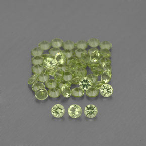 캐럿 천연 생기 있는 그린 페리도트 보석, 라운드 컷, 2.02 mm, VVS-VS