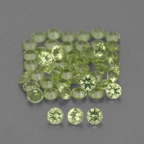 캐럿 천연 생기 있는 그린 페리도트 보석, 라운드 컷, 2.02 mm, VVS-VS